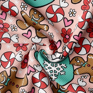 Christmas Printed Liverpool Bullet Textured Fabric by the yard 4Way Stretch Solid Strip Thick Knit Jersey Liverpool Fabric AA964