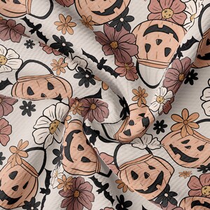 Autumn Fall Halloween Printed Liverpool Bullet Textured Fabric by the yard 4Way Stretch Solid Strip Thick Knit Liverpool Fabric AA1944