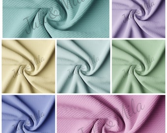 All 7 Colors Easter Pastel Bundle Liverpool Bullet Textured Fabric by the yard 4 Way Stretch Solid - Strip Half Yard Thick Knit Jersey