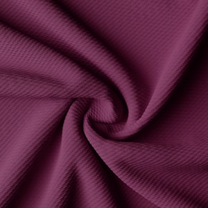 Eggplant Liverpool Bullet Textured Fabric by the yard 4 Way Stretch Solid - Strip Half Yard Thick Knit Jersey Liverpool Fabric for Bows