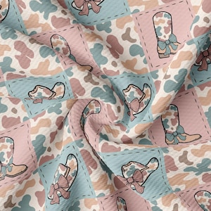 Boho Western Printed Liverpool Bullet Textured Fabric by the yard DBP Rib Knit Double Brush Polyester Liverpool Fabric  AA3243