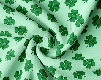 St. Patrick's Day Printed Liverpool Bullet Textured Fabric by the yard 4Way Stretch Solid Strip Thick Knit Jersey Liverpool Fabric AA1146