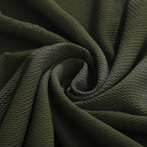 Army Green Liverpool Bullet Textured Fabric by the yard 4 Way Stretch Solid - Strip Half Yard Thick Knit Jersey Liverpool Fabric for Bows
