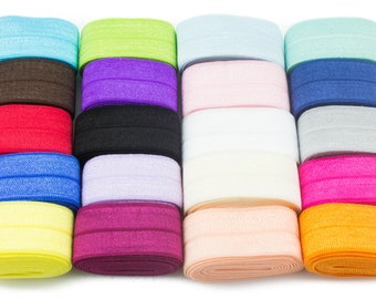 20 Yards Mix Fold Over Elastic - 5/8 Fold Over Elastic - FOE - Foe Elastic - Elastic by the yard Shiny Elastic for Face Mask Supply