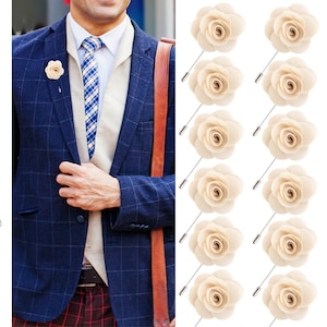 Lapel Pin, Beige Lapel Pin,  Flower Lapel Pin, Wedding Lapel Pin, Men Lapel Pin, Lapel Flower, Wedding Boutonniere, Gift, Men&#39;s Lapel