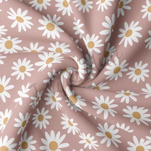 Rib Knit Fabric by the Yard Ribbed Jersey Stretchy Soft Polyester Stretch Fabric 1 Yard  floral54 Floral