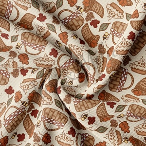 Thanksgiving Fall Autumn Printed Liverpool Bullet  Fabric autumntime