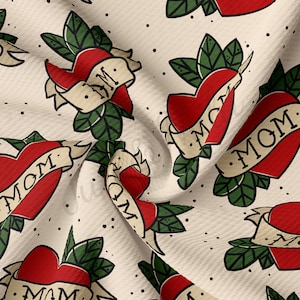 Tkanina z nadrukiem Liverpool Bullet z nadrukiem Mom Tattoo, cięta na wymiar, rozciągliwa w 4 kierunkach, gruba dzianina w paski, Liverpool Fabric AA1677