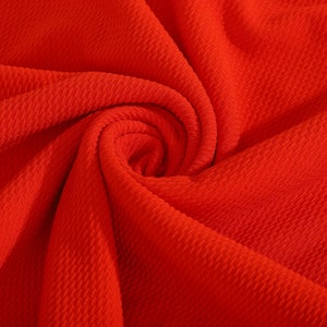 Fire Orange Liverpool Bullet Textured Fabric by the yard 4 Way Stretch Solid - Strip Half Yard Thick Knit Jersey Liverpool Fabric for Bows