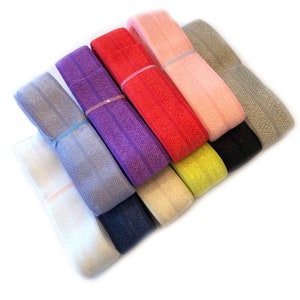 10 Yards Assorted Pack 5/8 inch Fold Over Elastic for Sewing FOE for Face Mask Shiny Elastic by the yard Face Mask Supply Band Cord Rope