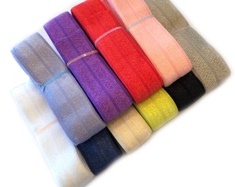 10 Yards Assorted Pack 5/8 inch Fold Over Elastic for Sewing FOE for Face Mask Shiny Elastic by the yard Face Mask Supply Band Cord Rope