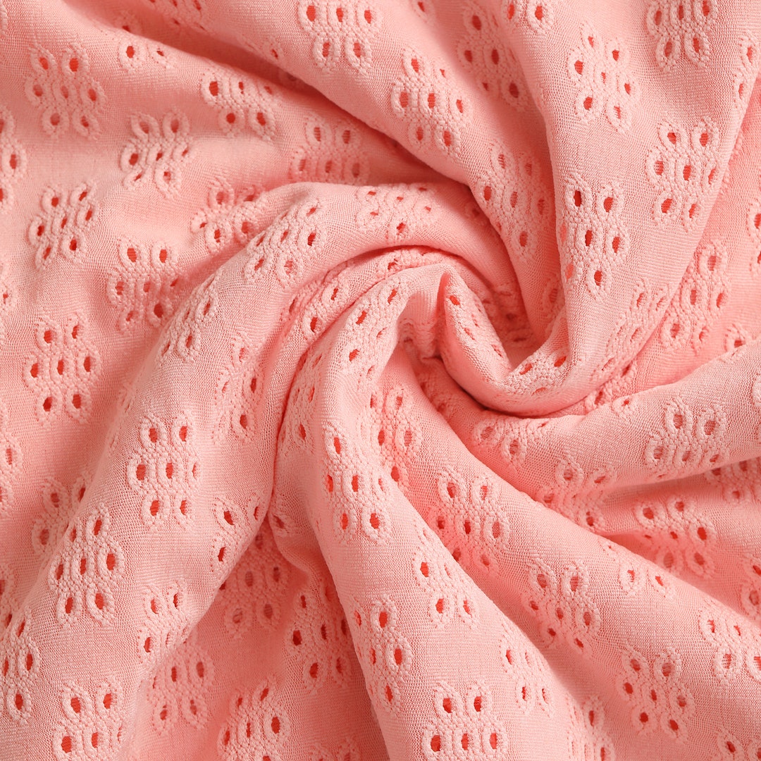 Eyelet Fabric by the Yard, Floral Knit Eyelet Fabric, Eyelet Stretchy