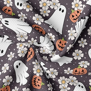 Fall Halloween Printed Liverpool Bullet Textured Fabric by the yard 4 Way Stretch Solid Strip Thick Knit Jersey Liverpool Fabric AA2923