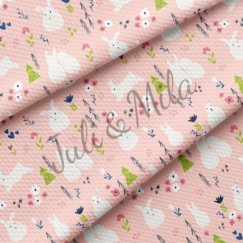 Easter Printed Liverpool Bullet Textured Fabric by the yard 4 Way Stretch Solid Strip Thick Liverpool Fabric Egg Bunny Pastel E15