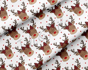 Christmas Reindeer Liverpool Bullet Textured Fabric by the yard 4Way Stretch Solid Strip Thick Knit Jersey Liverpool Fabric AA501