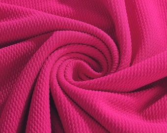 Magenta Liverpool Bullet Textured Fabric by the yard 4 Way Stretch Solid - Strip Half Yard Thick Knit Jersey Liverpool Fabric for Bows