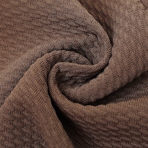 Coffee Liverpool Bullet Textured Fabric by the yard 4 Way Stretch Solid - Strip Half Yard Thick Knit Jersey Liverpool Fabric for Bows