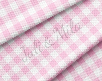 Pink Gingham Liverpool Bullet Textured Fabric by the yard  Solid Bucees Thick Knit Jersey Liverpool Fabric AA237