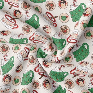 Christmas Printed Liverpool Bullet Textured Fabric by the yard 4Way Stretch Solid Strip Thick Knit Liverpool Fabric christmas AA1893