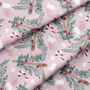 Tissu texturé Liverpool Bullet sapin de Noël rose par mètre Tissu Liverpool en jersey épais à bandes unies, extensible dans 4 directions AA732