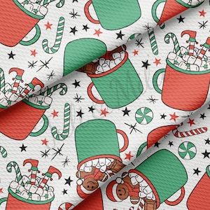 Christmas Printed Liverpool Bullet Textured Fabric by the yard 4Way Stretch Solid Strip Thick Knit Jersey Liverpool Fabric AA1072