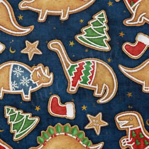 Christmas 100% Cotton Fabric By the Yard Printed in USA Cotton Sateen -  Cotton CTN1941 dino