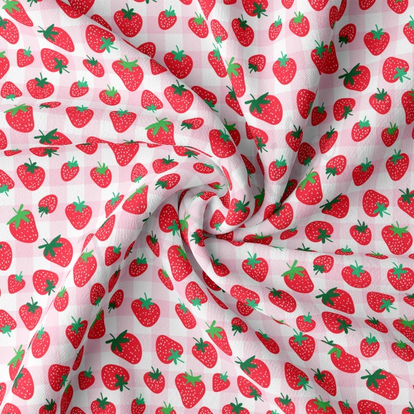 DBP Fabric Double Brushed Polyester Fabric by the Yard DBP Jersey Stretchy Soft Polyester Stretch Fabric DBP2473 Strawberry Strawberries