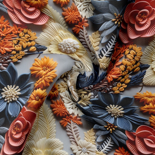 DBP Fabric Double Brushed Polyester Fabric by the Yard DBP Jersey Stretchy Soft Polyester Stretch Fabric DBP1921 Embroidery Flowers