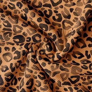 Cheetah Leopard Printed Liverpool Bullet Textured Fabric by the yard 4Way Stretch Solid Strip Thick Knit Jersey Liverpool Fabric AA498