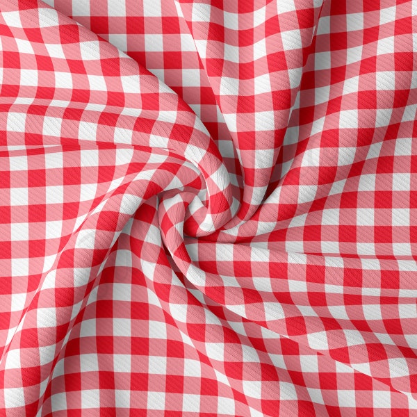 Rib Knit Fabric by the Yard Ribbed Jersey Stretchy Soft Polyester Stretch Fabric 1 Yard  RBK2460 Gingham 