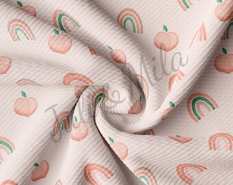 Printed Liverpool Bullet Textured Fabric by the yard 4 Way Stretch Solid Strip Thick Knit Jersey Liverpool Fabric Bow Rainbow8