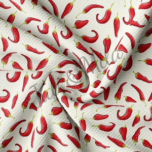Chili Printed Liverpool Bullet Textured Fabric by the yard 4 Way Stretch Solid Strip Thick Knit Jersey Liverpool Fabric Bow,  pepper AA65
