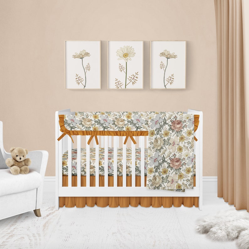vintage floral cot bedding