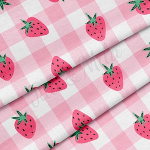 100% Cotton Fabric By the Yard Printed in USA Cotton Sateen -  Cotton strawberry