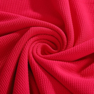 Hot Pink Liverpool Bullet Textured Fabric by the yard 4 Way Stretch Solid - Strip Half Yard Thick Knit Jersey Liverpool Fabric for Bows