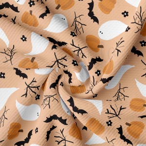 Fall Halloween Printed Liverpool Bullet Textured Fabric by the yard 4 Way Stretch Solid Strip Thick Knit Jersey Liverpool Fabric AA2853