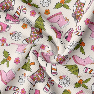 Christmas Liverpool Bullet Textured Fabric by the yard 4Way Stretch Solid Strip Thick Knit Jersey Liverpool Fabric AA2021 Christmas