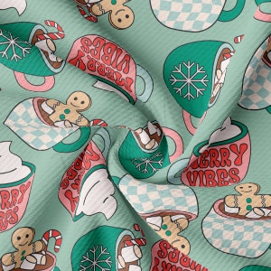 Christmas Printed Liverpool Bullet Textured Fabric by the yard 4Way Stretch Solid Strip Thick Knit Liverpool Fabric christmas AA1879