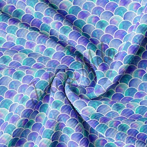 Mermaid Printed Liverpool Bullet Textured Fabric by the yard 4 Way Stretch Solid Strip Thick Liverpool Fabric AA27
