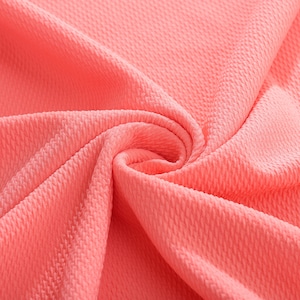 Coral Liverpool Bullet Textured Fabric by the yard 4 Way Stretch Solid - Strip Half Yard Thick Knit Jersey Liverpool Fabric for Bows