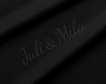 Black Rib Knit Fabric by the Yard Ribbed Jersey Stretchy Soft Polyester Stretch Fabric 1 YardRBKC101