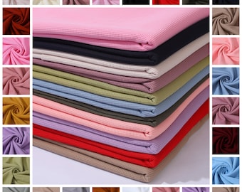 Stretchy Waffle Fabric by the yard Waffle Knit Stretchy Polyester Spandex 60 inches wide Solid Colors