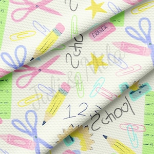 Back To School Printed Liverpool Bullet Textured Fabric by the yard 4 Way Knit Jersey Liverpool Fabric AA1530