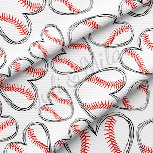 Baseball Hearts Liverpool Bullet Textured Fabric by the yard 4Way Stretch Solid Strip Thick Knit Jersey Liverpool Fabric AA227