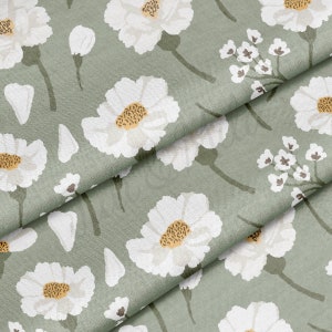100% katoenen stof op maat gesneden Bedrukt in USA Cotton Sateen - Floral Cotton Flower