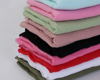 Muslin Fabric By the Yard, 100% Cotton Double Gauze Fabric - Premium Quality - Choose from 40 Colors