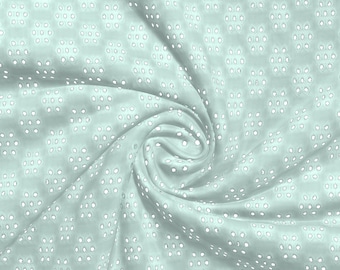 Tela de ojal cortada a medida, tela de ojal de punto floral, tela elástica de ojal, poliéster spandex de ojal de 60 pulgadas de ancho Aqua