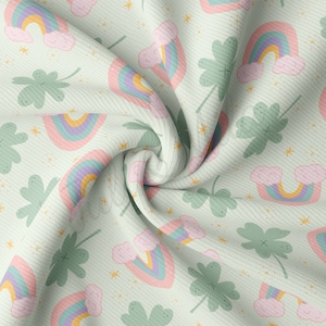 Tessuto a costine tagliato a misura Jersey a coste Tessuto elasticizzato in morbido poliestere elasticizzato 1 Yard RBK2294 Giorno di San Patrizio