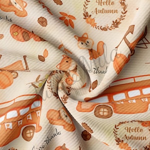 Fall Autumn Pumpkin Printed Liverpool Bullet Textured Fabric by the yard Jersey Liverpool Fabric pumpkin116