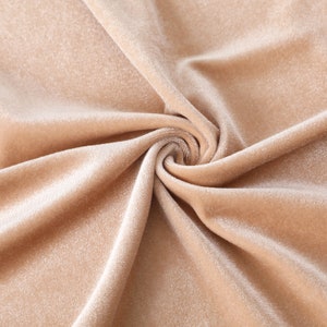 Beige Stretchy Velvet Fabric by The Yard Stretch Fabrics Polyester Spandex for Scrunchies Clothes Costumes Crafts Bows